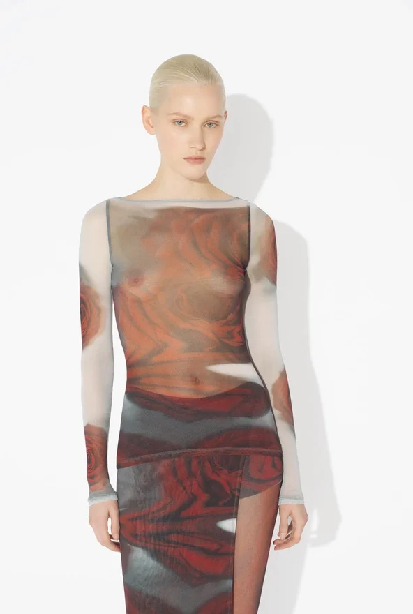 De rode Blurry Roses-top De rode Blurry Roses-top