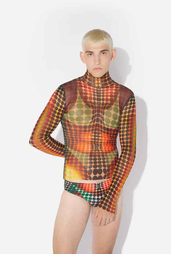 Re-Edition – de bruine mesh-top met stippen Re-Edition – de bruine mesh-top met stippen