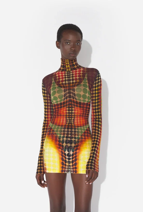 Re-Edition – de bruine mesh-top met stippen Re-Edition – de bruine mesh-top met stippen